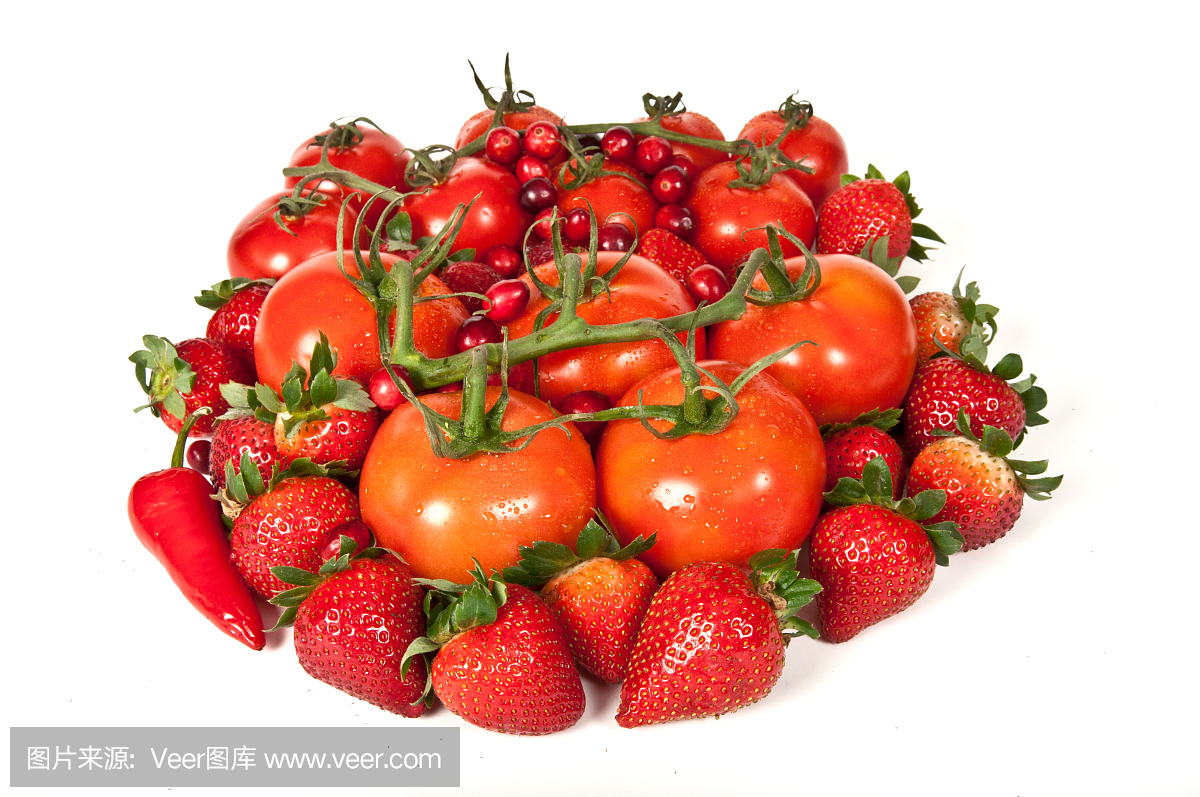 红色新鲜水果和蔬菜的世界